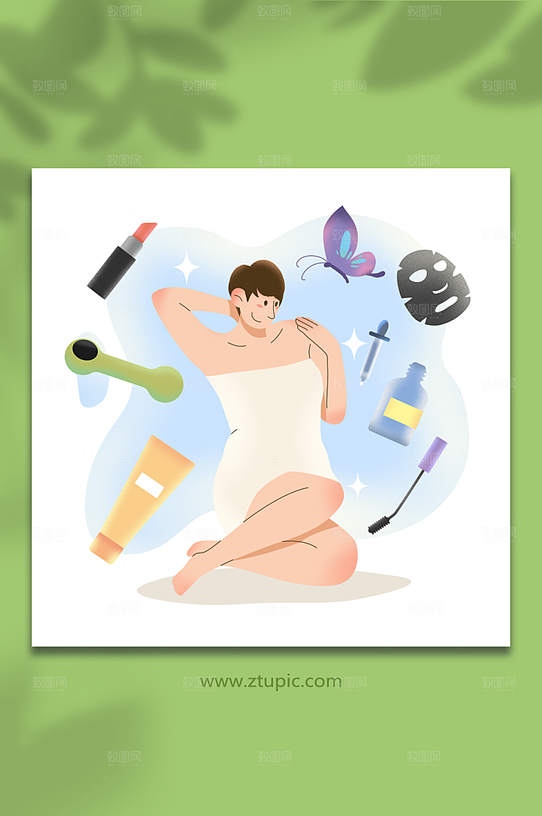 时尚短发美容整形美容人物大气插画