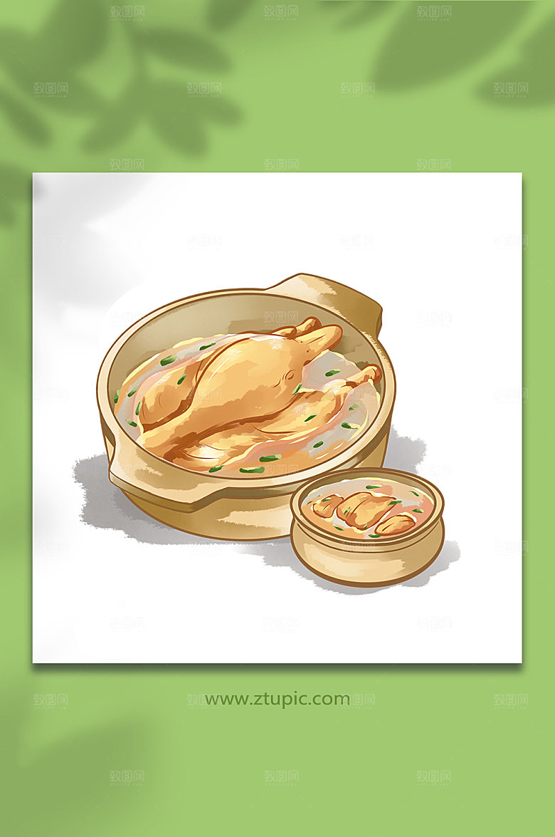 大气霜降节气食物鸭子汤高端插画