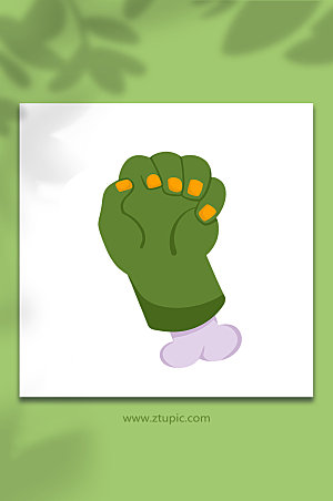 绿色僵尸爪万圣节元素手绘插画