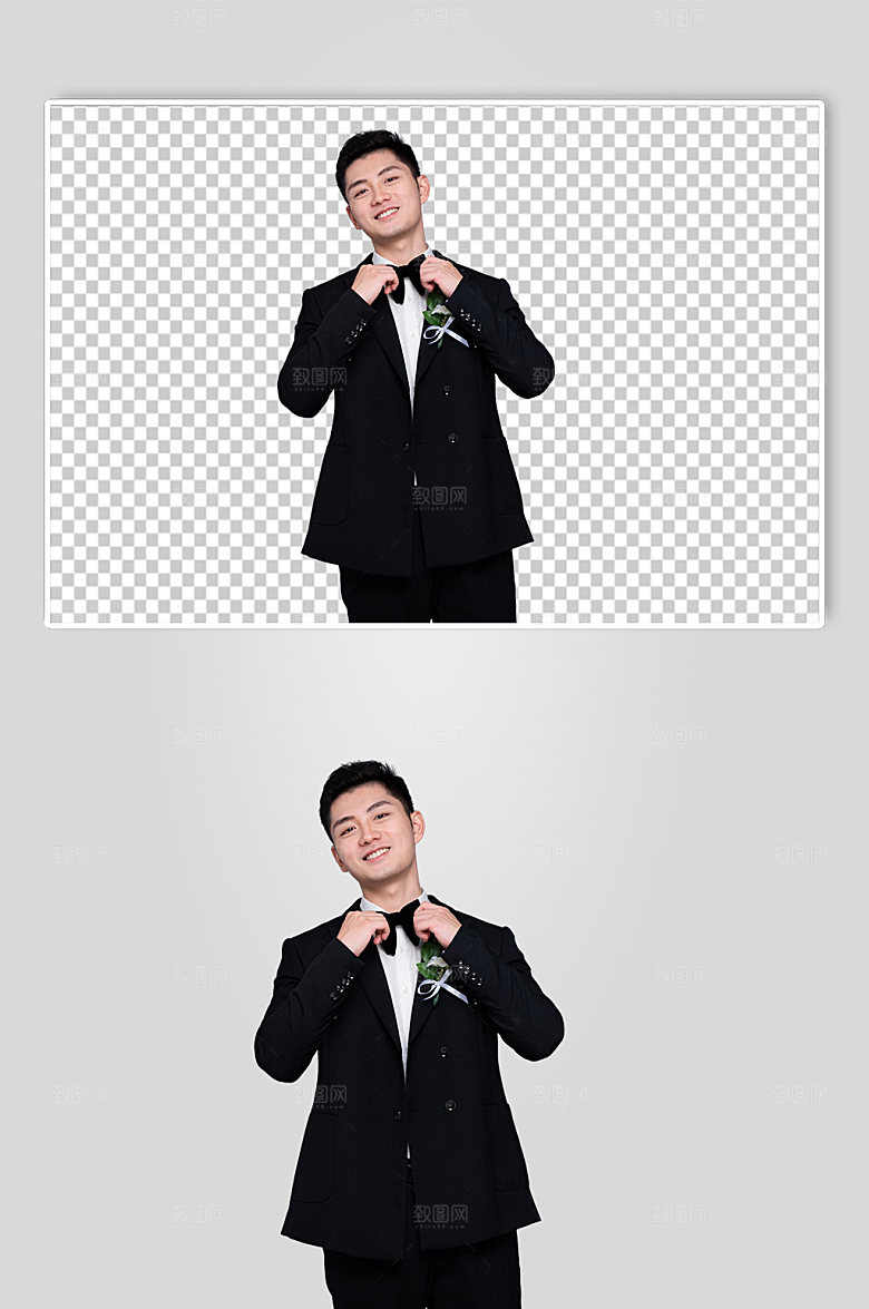 西服婚纱照男性人物PNG高清摄影图