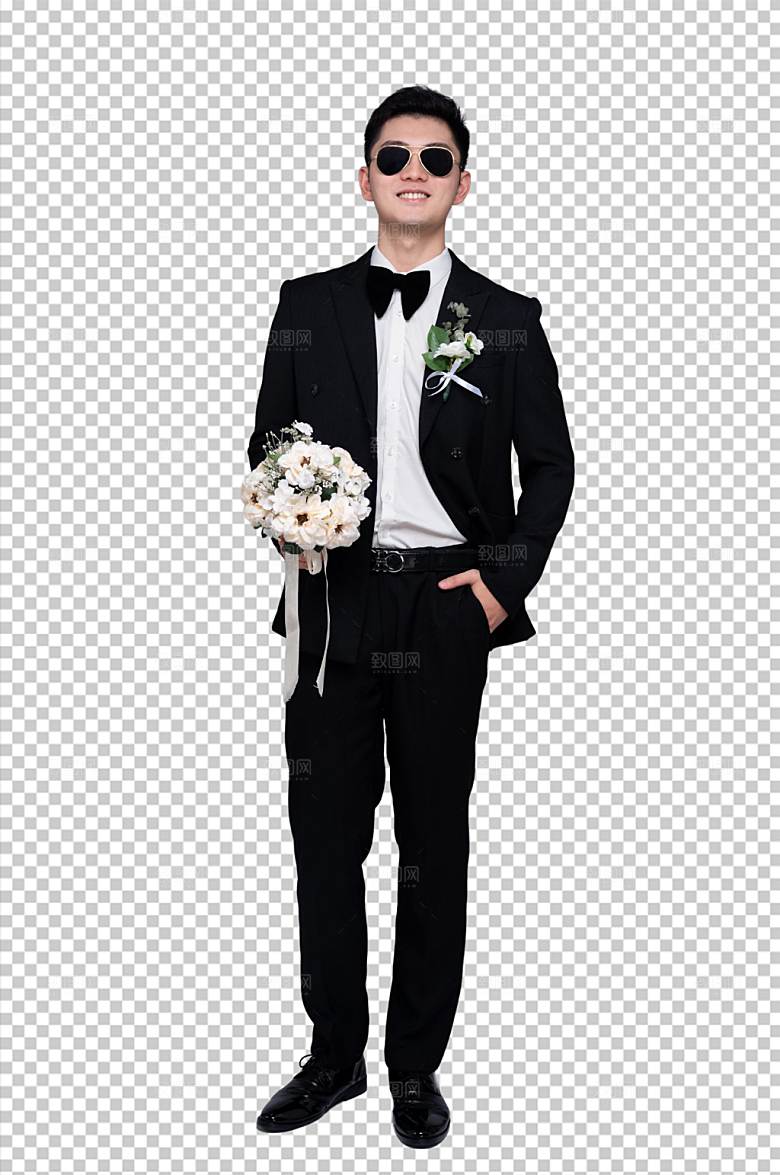 西服婚纱照男性帅气人物PNG摄影图