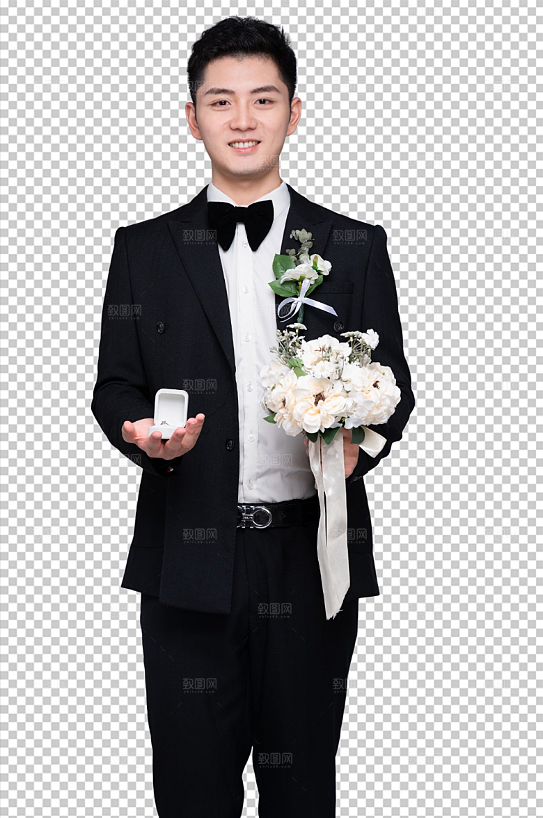西服婚纱照男性人物PNG创意摄影图