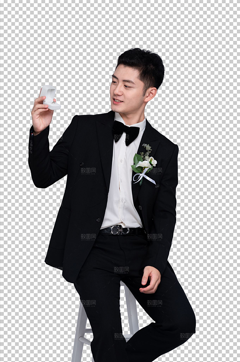 西服婚纱照男性人物PNG现代摄影图