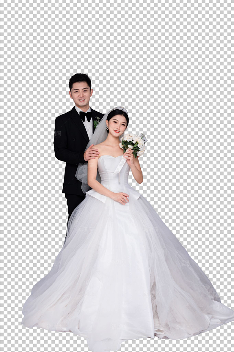 婚纱照婚礼男女人物PNG创意摄影图