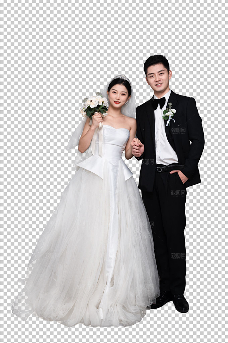 情侣婚纱照婚礼人物PNG高清摄影图