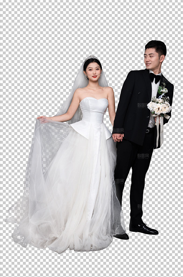 原创婚纱照婚礼大气人物PNG摄影图