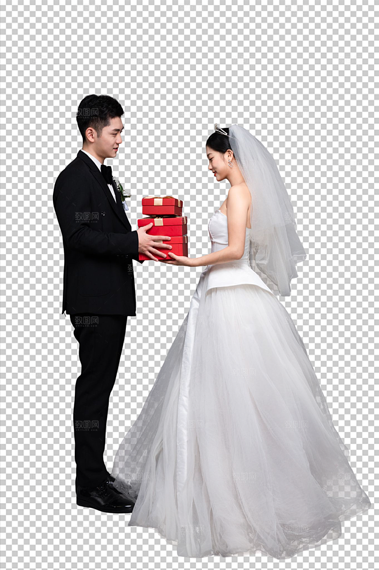 西服婚纱照婚礼人物PNG大气摄影图