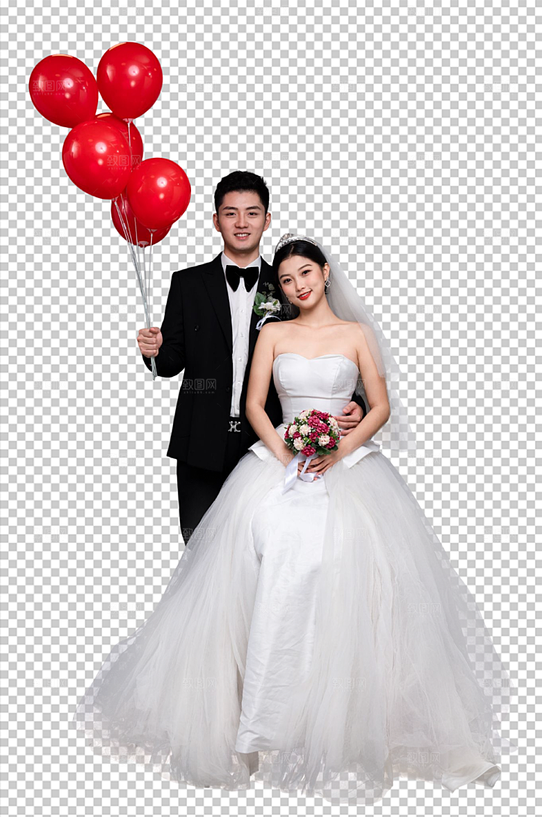 西式婚纱照婚礼创意人物PNG摄影图