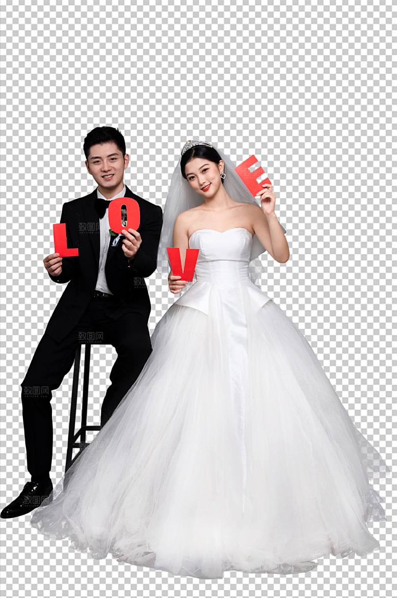婚纱照男女人物PNG浪漫摄影图