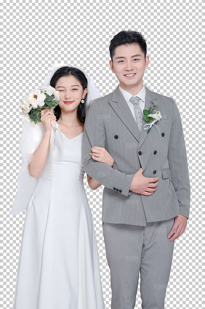 创意西装男女婚礼人物PNG摄影图