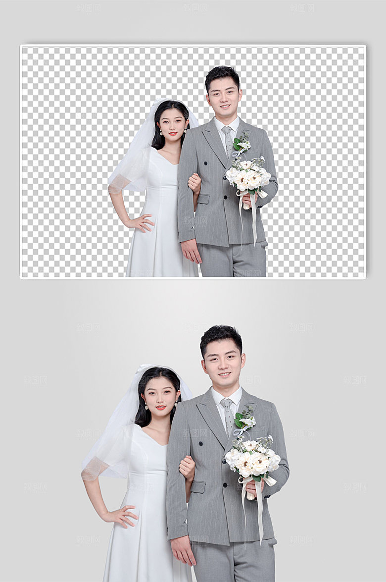 时尚结婚男女人物创意PNG摄影图