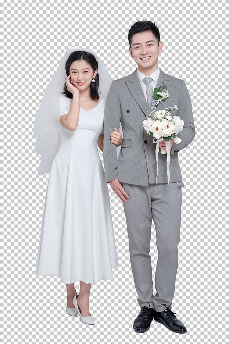大气婚礼男女创意免扣PNG摄影图