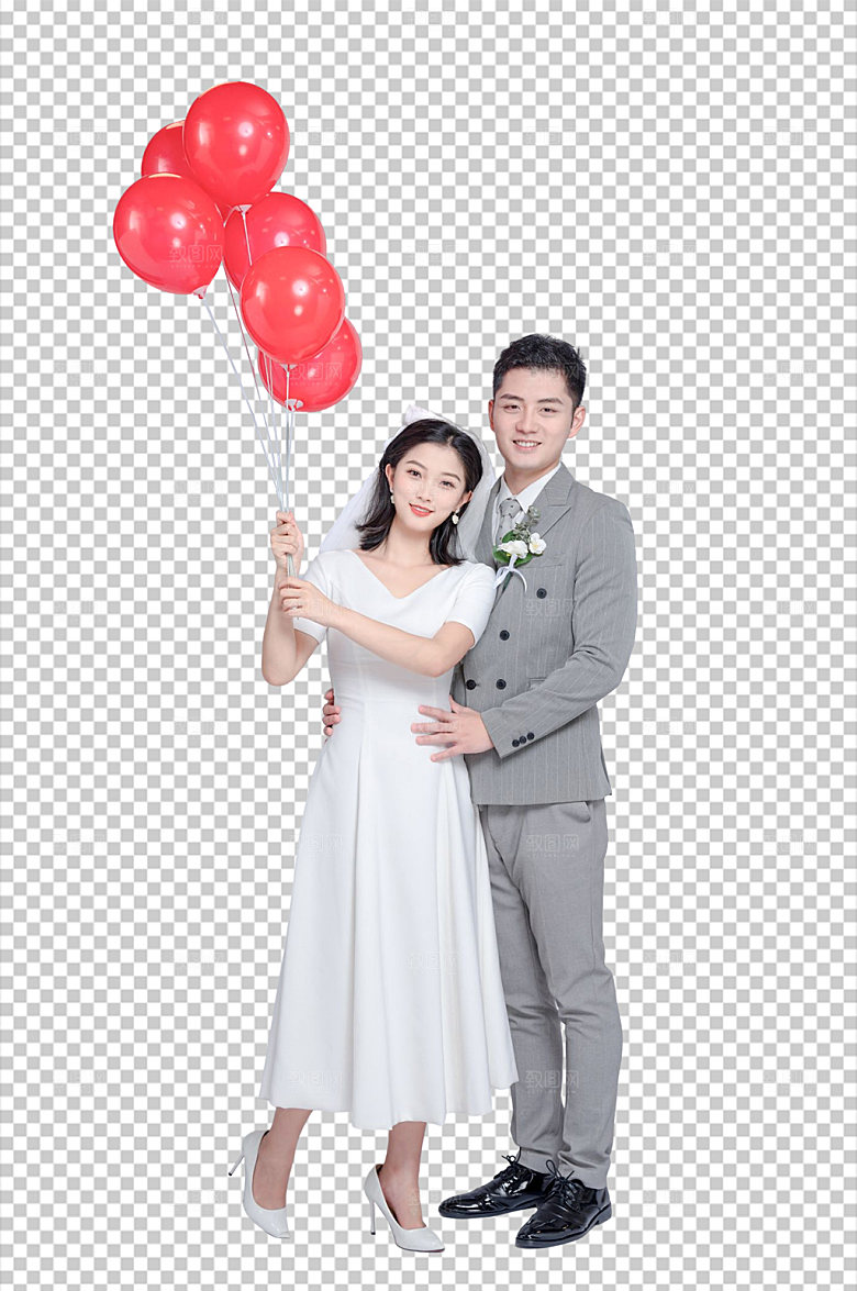 大气婚礼新郎新娘创意PNG摄影图
