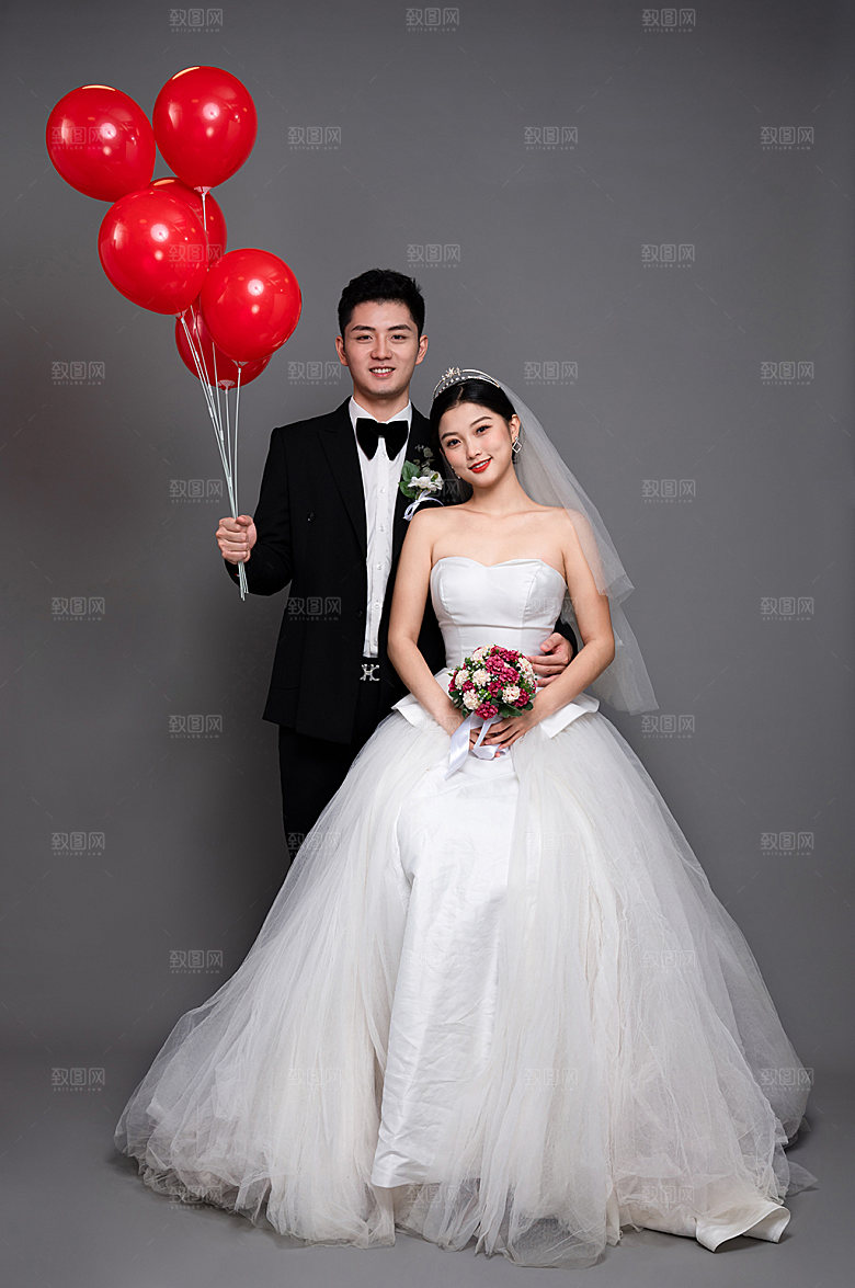 原创男女婚纱照婚礼浪漫摄影图