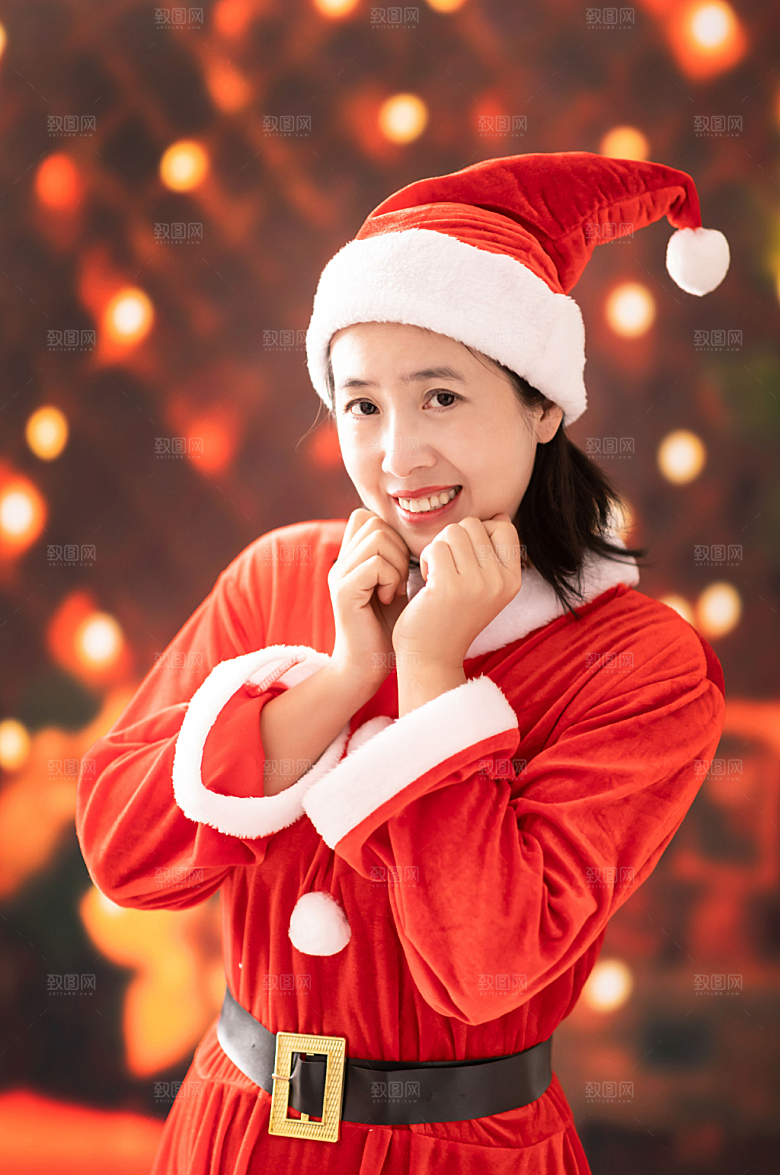 高清美女圣诞节氛围摄影图