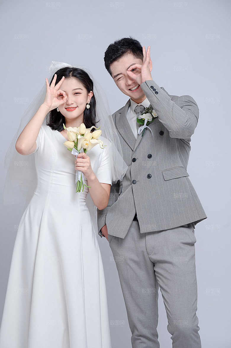 甜蜜新郎新娘婚礼人物现代摄影图
