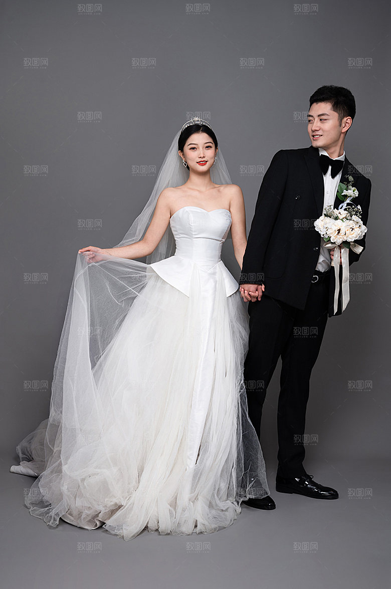 清新婚纱照婚礼人物创意摄影图
