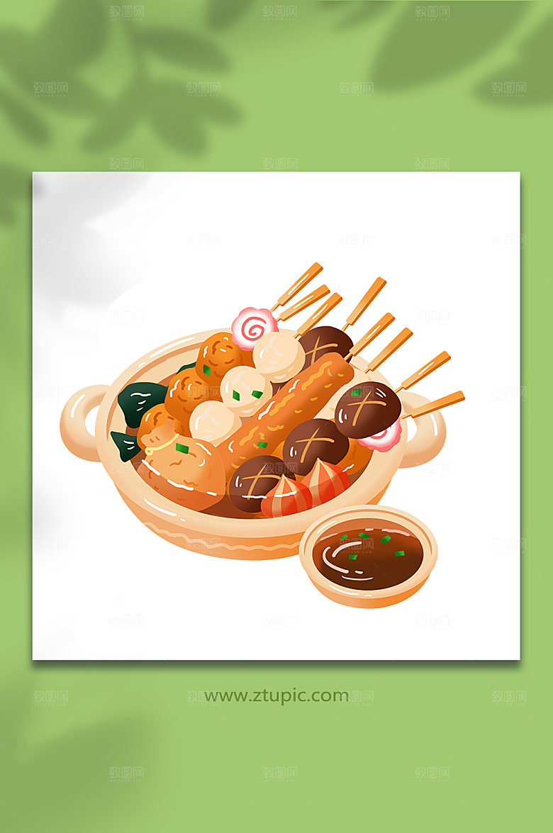 高端关东煮寿司日料美食时尚插画