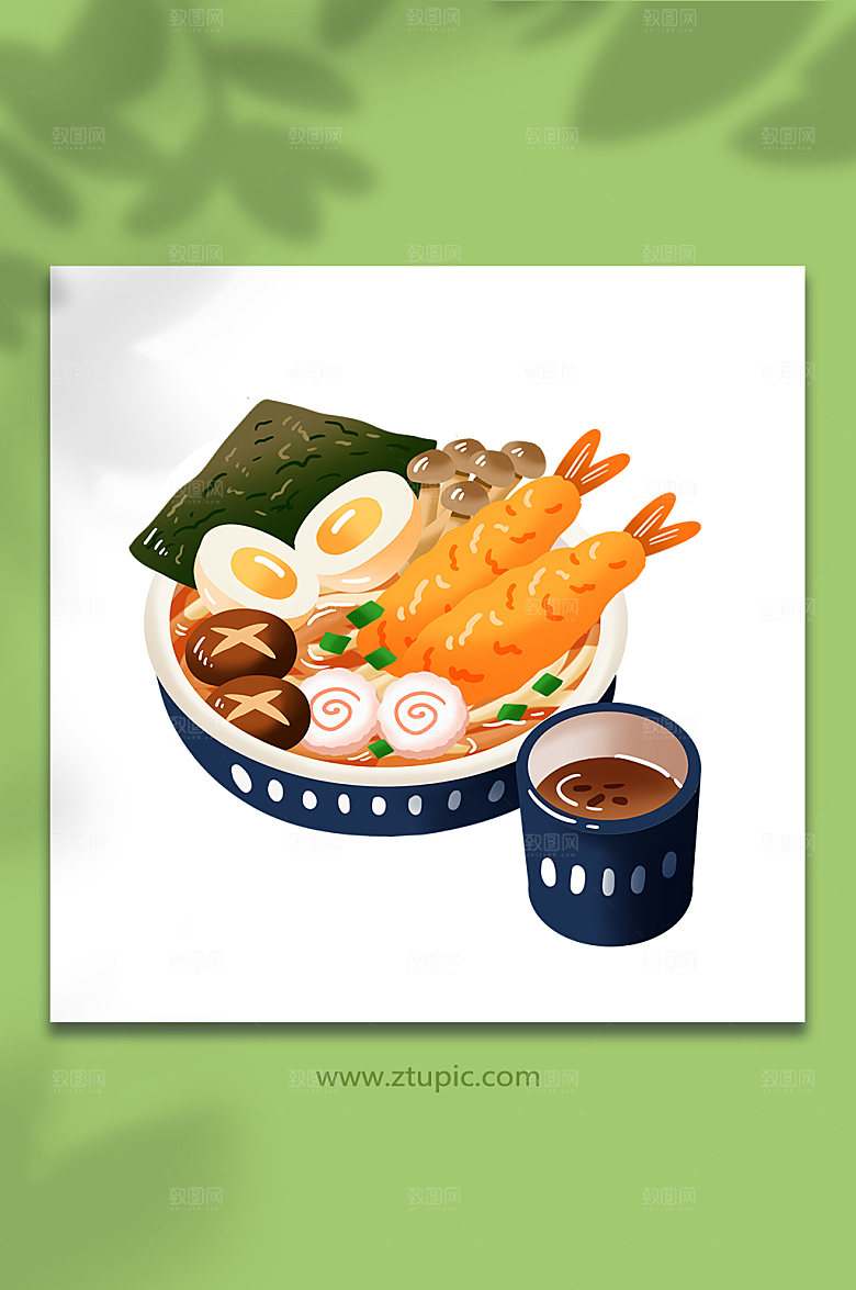 原创拉面寿司日料美食大气插画