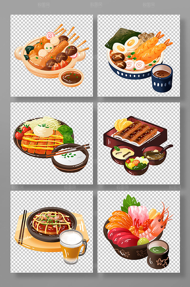 创意寿司日料美食元素插画高端免抠