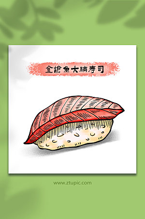 创意金枪鱼寿司日料美食插画设计