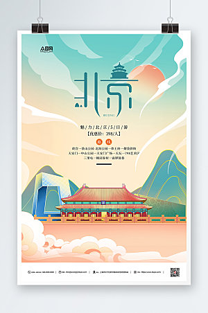 手绘北京城市旅游原创海报