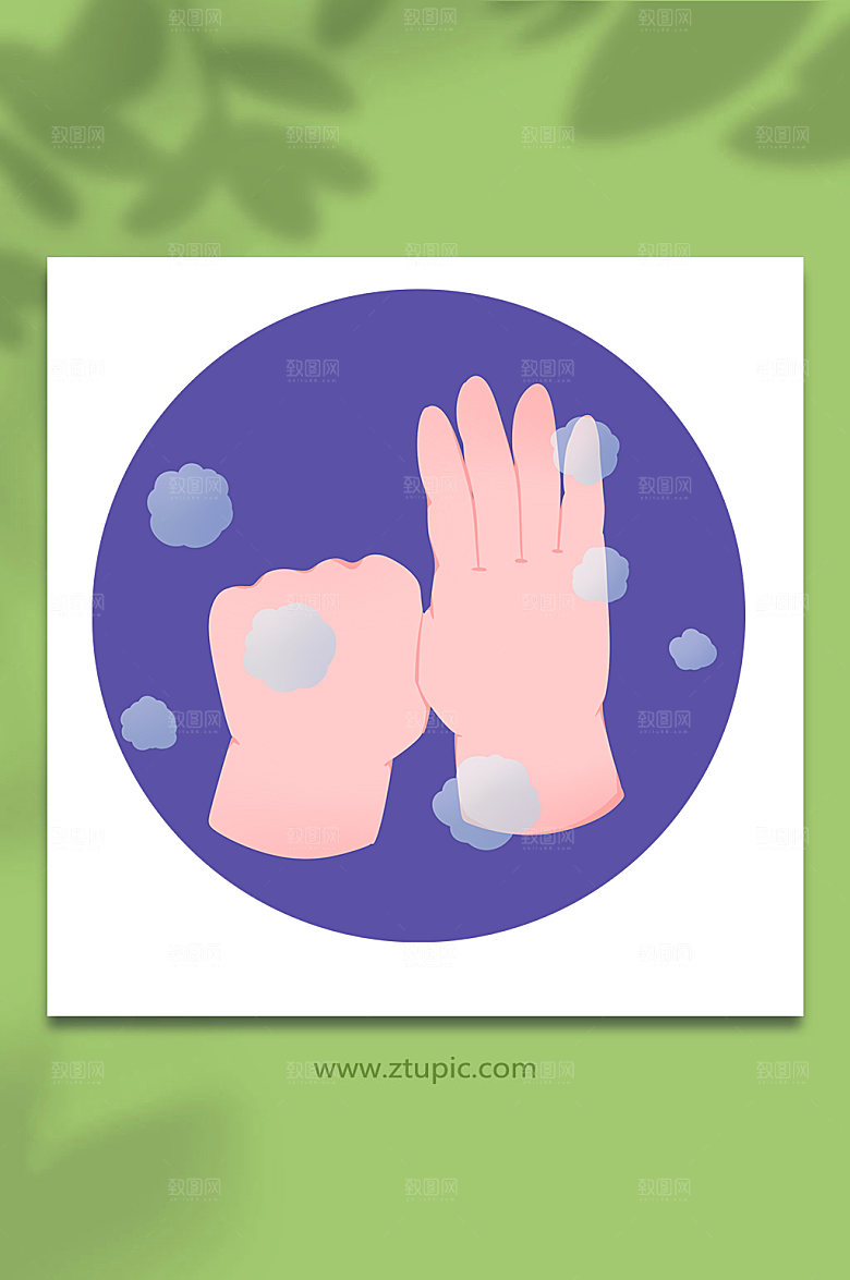 渐变洗拇指七步洗手法扁平插画