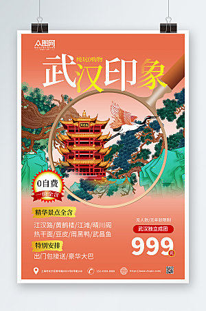 城市武汉城市旅游创意海报