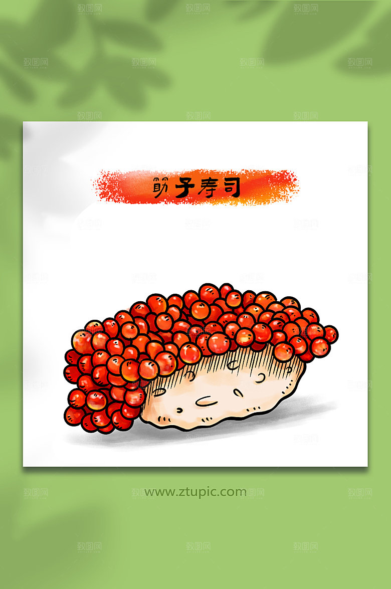 原创筋子寿司日料美食创意插画