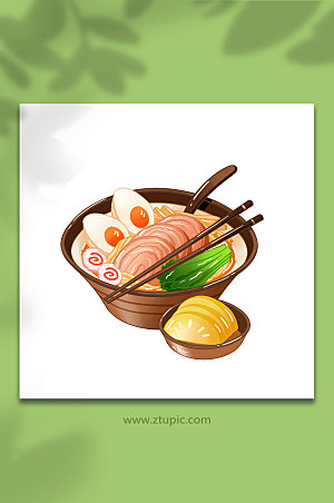 创意豚骨拉面寿司日料美食现代插画