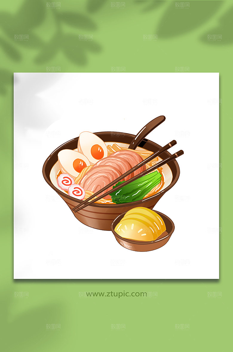 创意豚骨拉面寿司日料美食现代插画