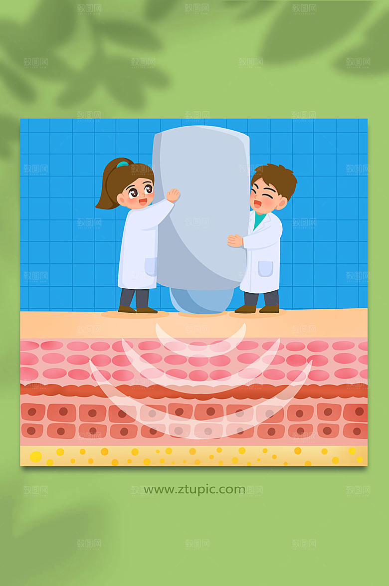 原创热吉马皮肤结构美容大气插画