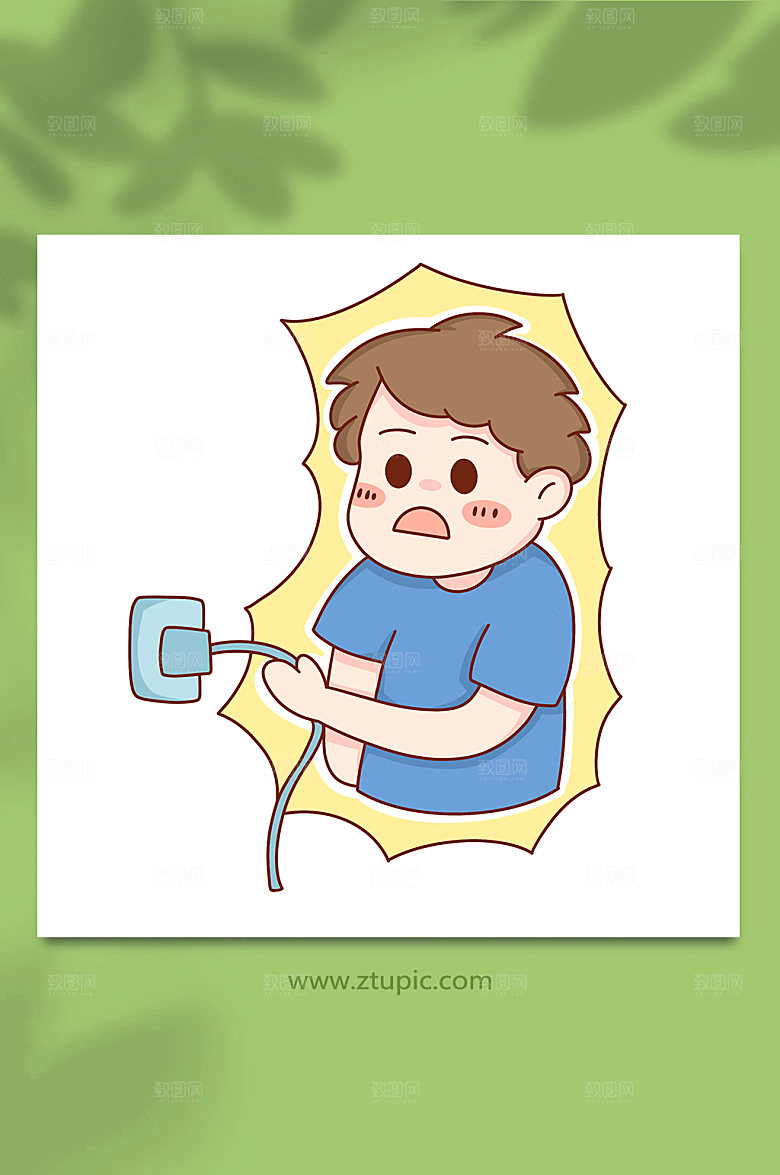 创新触电用电安全大气人物插画