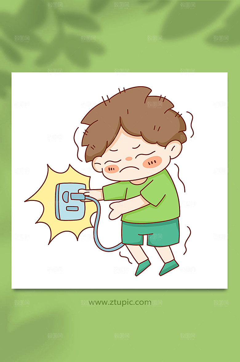 创意触电用电安全高端人物插画