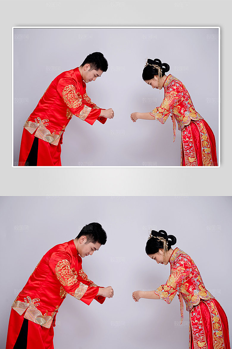 对拜新人秀禾服婚纱照人物摄影图