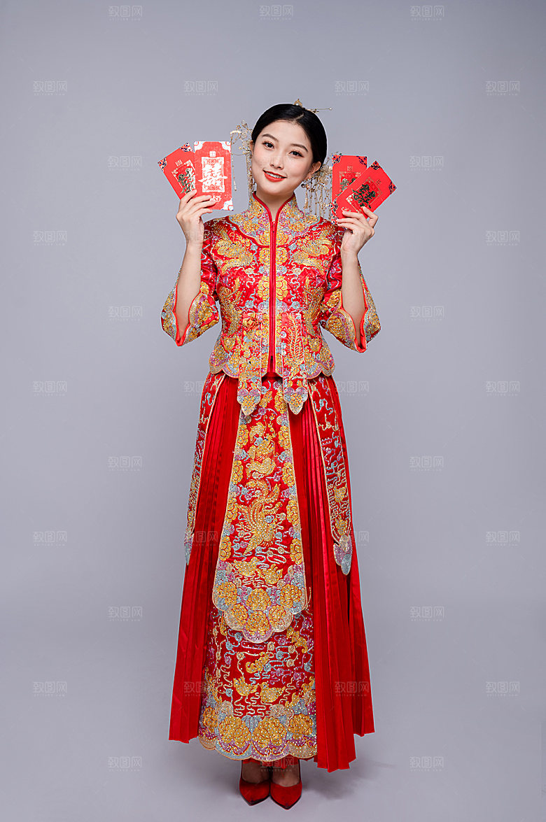 双喜红包大气婚纱照人物现代摄影图