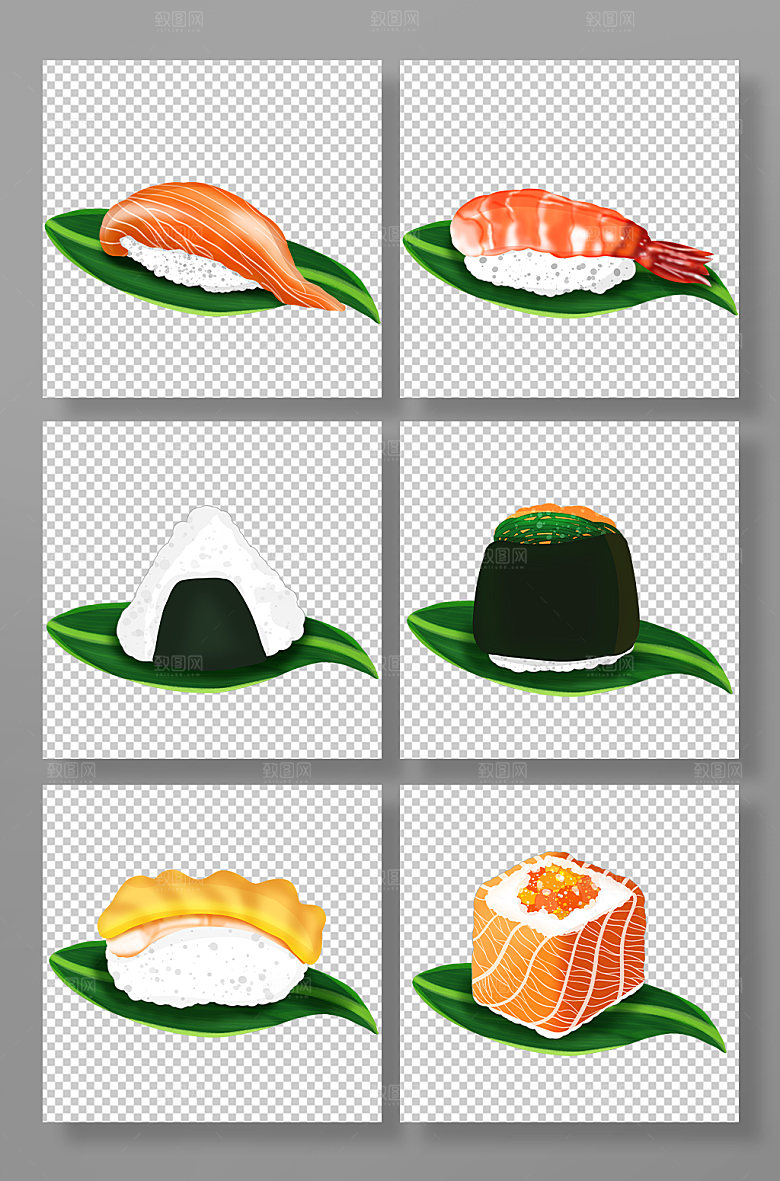 大气美味寿司日料美食创意插画