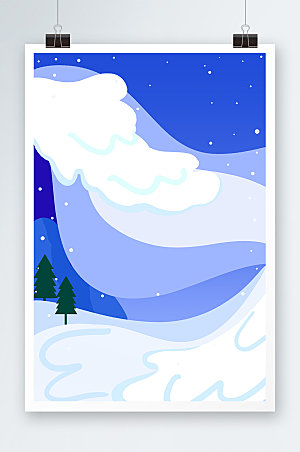 创新户外滑雪冬季插画现代背景图