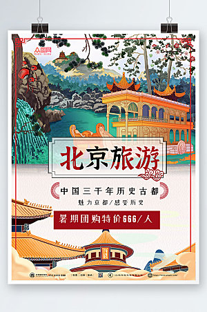 极简大气北京城市旅游大气海报