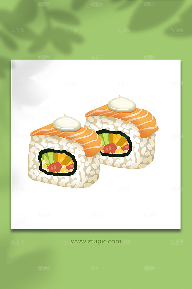 现代日料三文鱼肉寿司高端插画