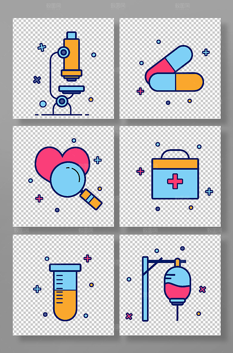简约手绘矢量医疗图标创意插画