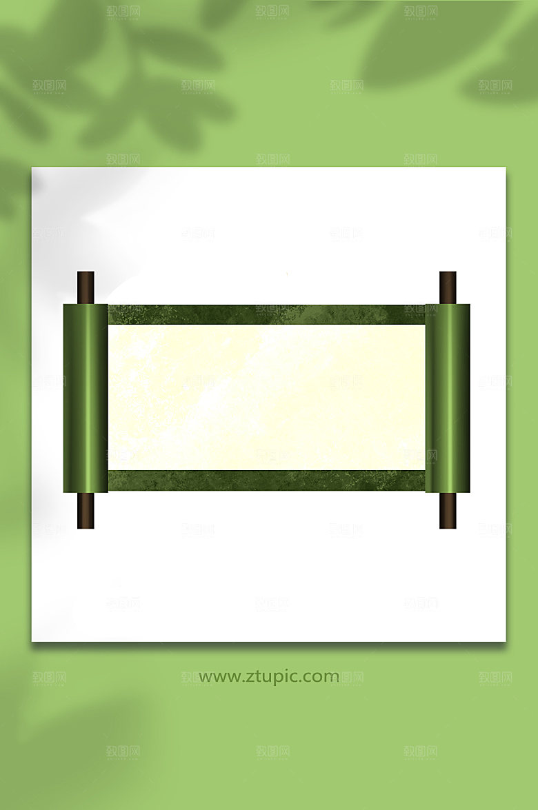 大气绿色卷轴元素插画