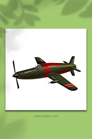 军绿色轰炸战斗机交通工具简洁插画