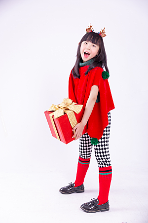 时尚圣诞小女孩商业摄影图