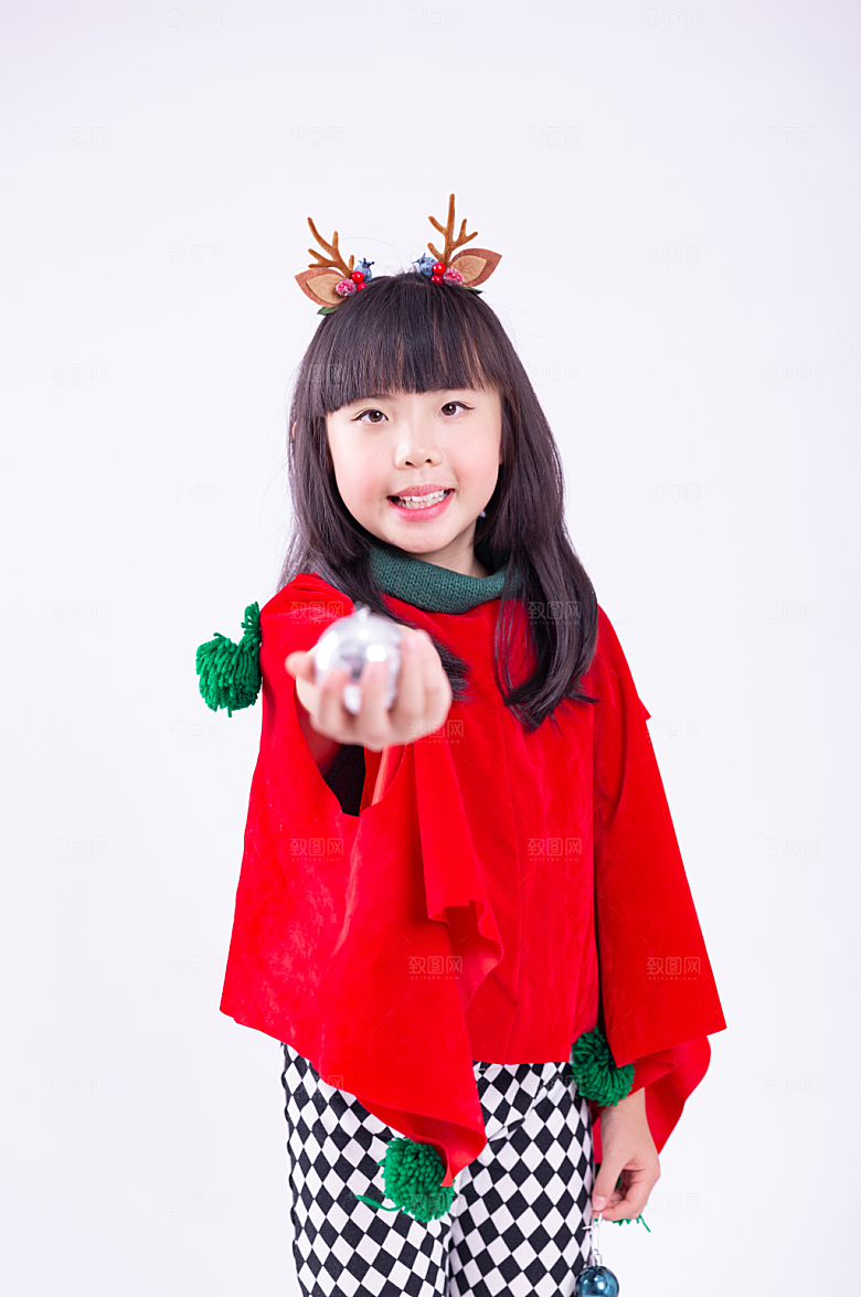 小清新圣诞小女孩精美摄影图