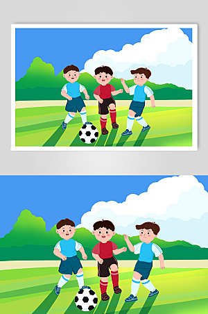 简洁少儿足球训练比赛宣传插画