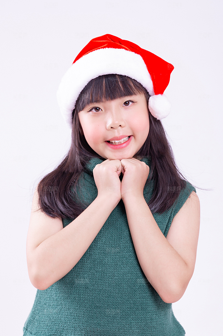 生动可爱的圣诞小女孩精美摄影图