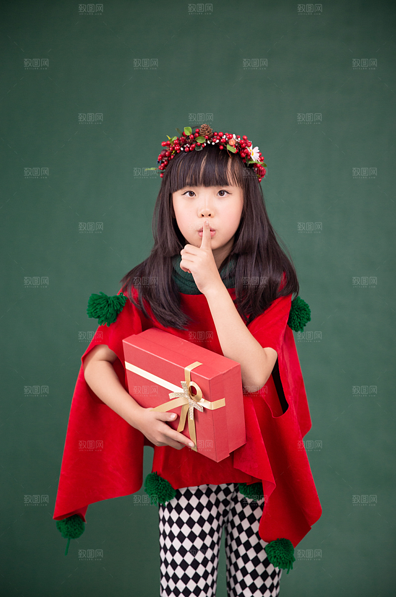 美丽圣诞女孩精美摄影图