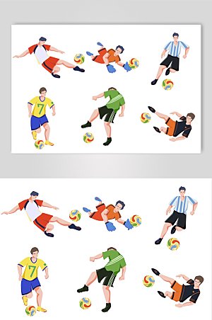 简约世界杯足球运动员元素人物插画