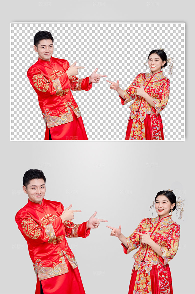 极简笔枪手势中式婚礼男女时尚摄影照